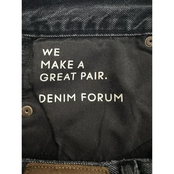 Denim Forum The Farrah High‎ Rise Wide Leg Jean Sz 31 Organic Cotton Black Denim - Picture 13 of 14